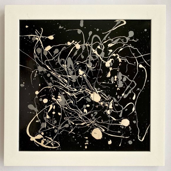 Teeming 3 - Original Art Mixed Media Oil Painting Framed 14"x14" - Picture 2 of 8